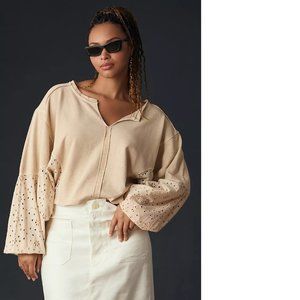 anthropologie Pilcro Batwing Eyelet Sweatshirt new with tag